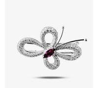 Second Hand 18ct White Gold Diamond and Pink Topaz Butterfly Brooch 4313095