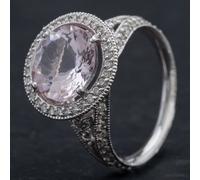 Second Hand 18ct White Gold Diamond Morganite Cluster Ring 4355002