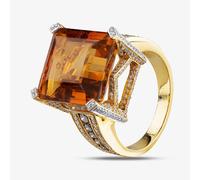 Second Hand 18ct Yellow Gold 13.50ct Citrine & 1.50ct Diamond Large Shoulder Set Solitaire Ring 4343008