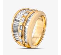 Second Hand 18ct Yellow Gold Baguette Cut Diamond Three Row Graduated Pave Band Ring 43121167