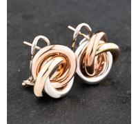Second Hand 9ct Three Colour Gold 18mm Triple Circle Knot Stud Earrings 41172774