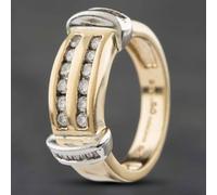 Second Hand 9ct Two Colour Gold 0.50ct Diamond Channel Set Two Row Ring 41481018