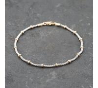 Second Hand 9ct Two Colour Gold Popcorn Style Beaded 7 Inch Mesh Chain Bracelet 41061313