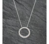 Second Hand 9ct White Gold 0.25ct Diamond Open Circle Pendant & 18 Inch Prince Of Wales Chain 43141199