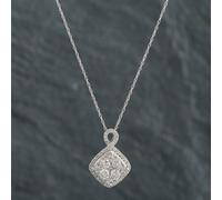 Second Hand 9ct White Gold 0.75ct Brilliant Cut Diamond Pendant & 18 Inch Prince Of Wales Chain 4314157