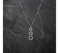 Second Hand 9ct White Gold Triple Graduating Circle Drop Pendant & 18 Inch Curb Chain 41142799