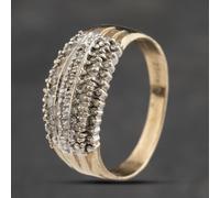 Second Hand 9ct Yellow Gold 0.25ct Diamond Five Row Ring 41383257