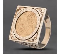 Second Hand 9ct Yellow Gold 1894 Queen Victoria Half Sovereign Coin Ring 41201257BND