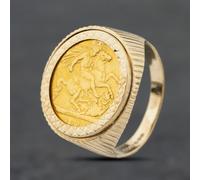 Second Hand 9ct Yellow Gold 1894 Queen Victoria Half Sovereign Coin Ring 41201265BND