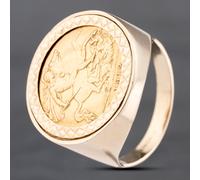 Second Hand 9ct Yellow Gold 1912 George V Half Sovereign Coin Ring 41201217BND