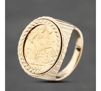Second Hand 9ct Yellow Gold 1913 George V Half Sovereign Coin Ring 41201211BND