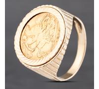 Second Hand 9ct Yellow Gold 1914 George V Half Sovereign Coin Ring 41201218BND