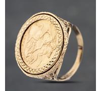 Second Hand 9ct Yellow Gold 1979 Queen Elizabeth 11 Full Sovereign Coin Ring 41201230BND