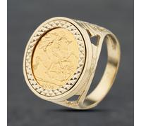 Second Hand 9ct Yellow Gold 2004 Queen Elizabeth II Half Sovereign Coin Ring 41201261BND