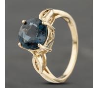 Second Hand 9ct Yellow Gold Blue Topaz Round Dress Ring 41103307