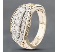 Second Hand 9ct Yellow Gold Brilliant Cut Diamond Open Hearts Shoulder Three Row Ring 41481622