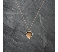 Second Hand 9ct Yellow Gold Brushed Effect Heart Locket Pendant & 16 Inch Trace Chain 41142924