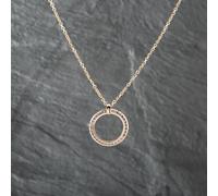 Second Hand 9ct Yellow Gold Cubic Zirconia Circle Pendant & 20 Inch Trace Chain 41142886