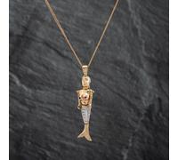 Second Hand 9ct Yellow Gold Cubic Zirconia Mermaid Pendant & 20 Inch Curb Chain 41142680