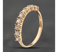 Second Hand 9ct Yellow Gold Cubic Zirconia Nine Stone Half Eternity Ring 41104225