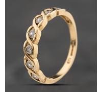 Second Hand 9ct Yellow Gold Cubic Zirconia Seven Stone Half Eternity Ring 41104276