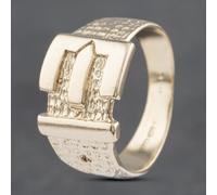 Second Hand 9ct Yellow Gold Hammer Effect Buckle Ring 41341781