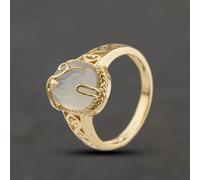 Second Hand 9ct Yellow Gold Moonstone Oval Cabochon Cut Dress Ring 41104483