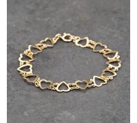 Second Hand 9ct Yellow Gold Open Hearts 7 Inch Fancy Chain Bracelet 41281825