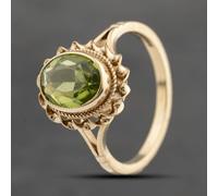 Second Hand 9ct Yellow Gold Peridot Oval Twist Edge Dress Ring 41103612