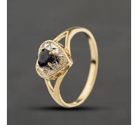 Second Hand 9ct Yellow Gold Sapphire & 0.01ct Diamond Heart Cluster Ring 41384403