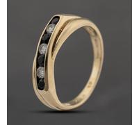 Second Hand 9ct Yellow Gold Sapphire & Cubic Zirconia Crossover Half Eternity Ring 41103690