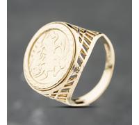 Second Hand 9ct Yellow Gold St George Coin Ring 41342359