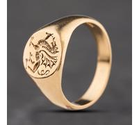 Second Hand 9ct Yellow Gold Welsh Dragon Signet Ring 41342404