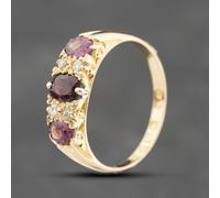Second Hand Antique 18ct Yellow Gold Amethyst & Diamond Dress Ring 41481592