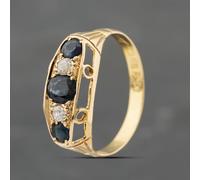 Second Hand Antique 18ct Yellow Gold Sapphire & 0.20ct Diamond Five Stone Ring 41383360