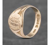 Second Hand Antique 9ct Rose Gold Oval Deep Engraved Signet Ring 41341937