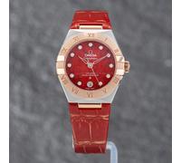 Second Hand OMEGA Ladies Constellation Red Leather Strap Watch 131.23.29.20.99.002