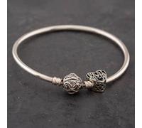 Second Hand Pandora Silver Best Mom Heart Bead & 21cm Plain Bangle 41221191