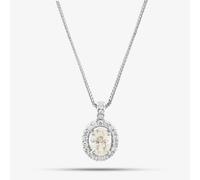 Second Hand Platinum 1.30ct Brilliant Cut Diamond Oval Halo Cluster Pendant & 16-18 Inch Box Chain 43141116