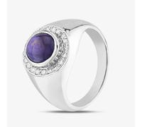 Second Hand Platinum 4.12ct Cabochon Cut Star Sapphire & 0.25ct Brilliant Cut Diamond Oval Cluster Ring 43361115