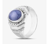 Second Hand Platinum 5.73ct Star Sapphire & 0.28ct Brilliant Cut Diamond Oval Cluster Ring 43361134