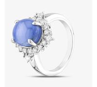 Second Hand Platinum 8.29ct Star Sapphire & 0.68ct Brilliant Cut Diamond Oval Cluster Ring 43361129