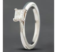 Second Hand Platinum Certificated 0.45ct Princess Cut Diamond Solitaire Ring 41482831