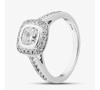 Second Hand Platinum Certificated 1.01ct Brilliant Cut Square Modified Diamond Halo Cluster Ring 4112599