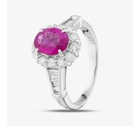 Second Hand Platinum Certificated 1.51ct Oval Cut Ruby & 0.67ct Brilliant Cut Diamond Cluster Ring 43351023
