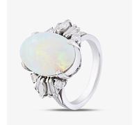 Second Hand Platinum Certificated 3.64ct Opal & 0.51ct Diamond Oval Dress Ring 43381012