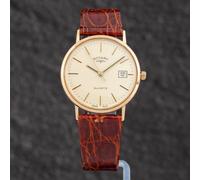 Second Hand Rotary Mens 9ct Gold Leather Strap Watch