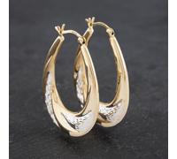 Second Hand Two Colour Gold Large Oval Creole Earrings 41172886