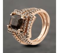 Second Hand Vintage 14ct Rose Gold Smokey Quartz Le Vian Oblong Three Ring Set Cluster Ring 41482453