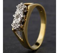 Second Hand Vintage 18ct Yellow Gold Brilliant Cut Diamond Hallmarked Birmingham 1979 Three Stone Ring 4112056